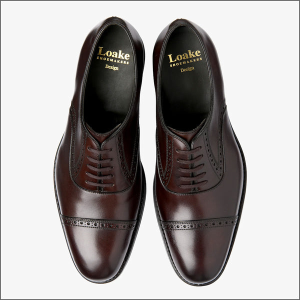 Loake Keller Dark Brown Calf Leather semi-brogue~