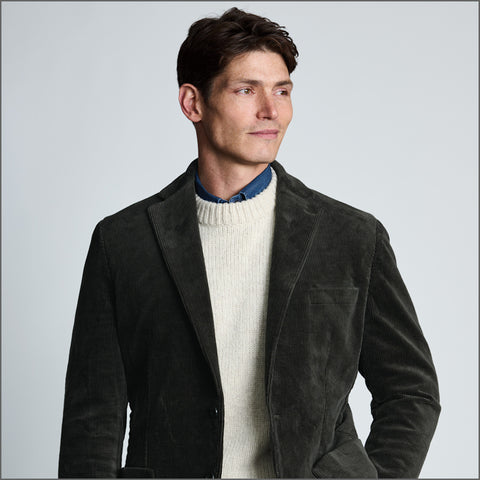 Brook Taverner Tailored Fit Kenny Khaki Corduroy Stretch Cotton Jacket*