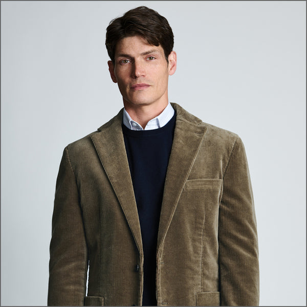 Brook Taverner Tailored Fit Kenny Sand Corduroy Stretch Cotton Jacket*