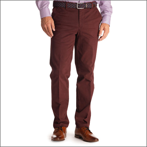 Gurteen Ladbrook Autumn Stretch Cotton Cranberry Chino Trouser,