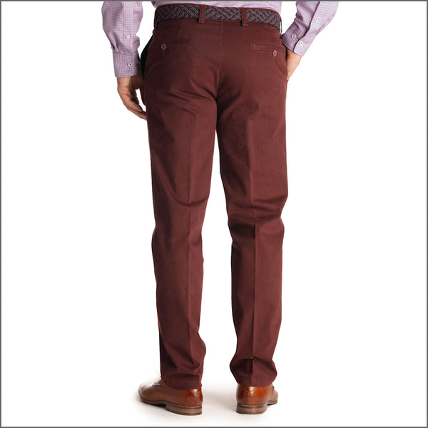 Gurteen Ladbrook Autumn Stretch Cotton Cranberry Chino Trouser,