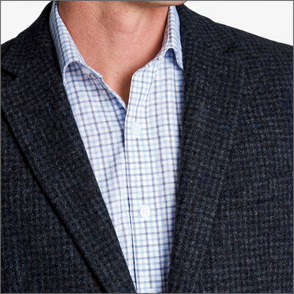 Brook Taverner Tailored Fit Lawford Dark Blue British Wool Blend Houndstooth Jacket*