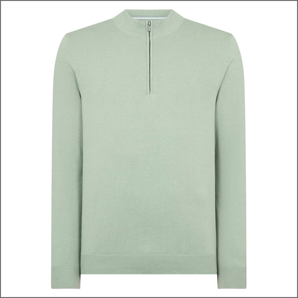 Remus Uomo Light Green Long Sleeve Half Zip Sweater~
