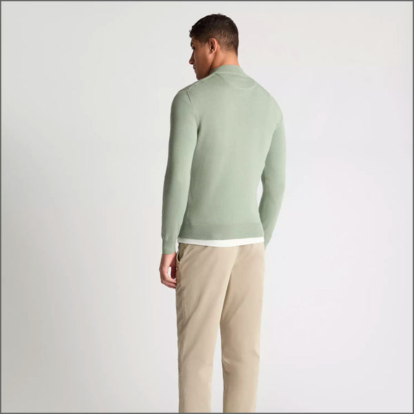Remus Uomo Light Green Long Sleeve Half Zip Sweater~