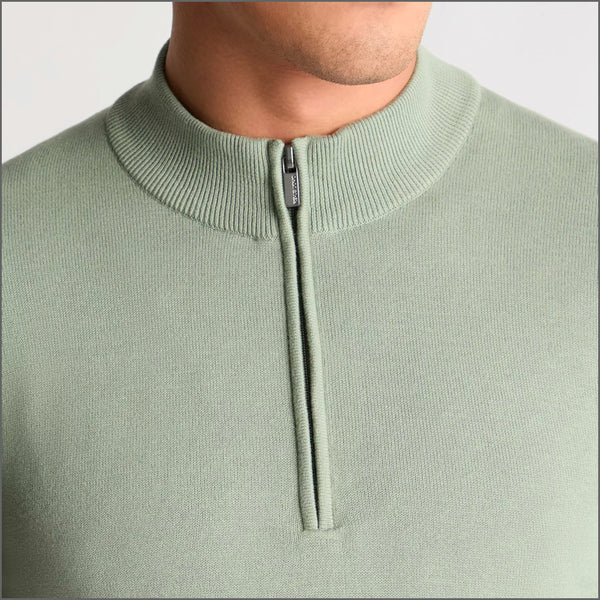 Remus Uomo Light Green Long Sleeve Half Zip Sweater~