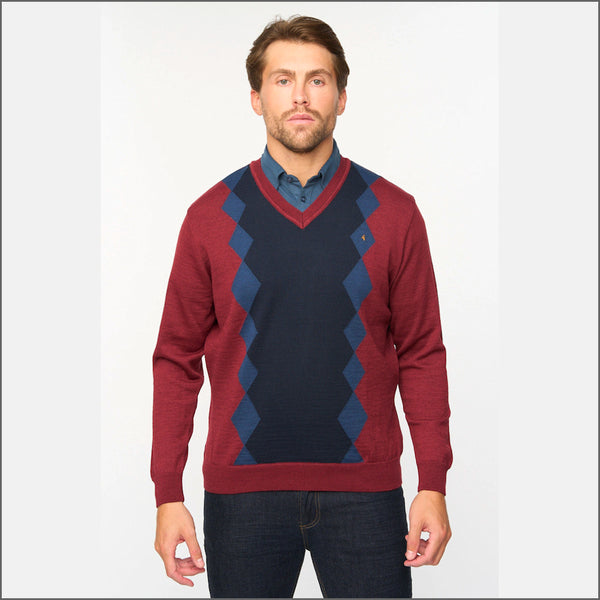 Gabicci M06 Mulberry Patterned V Neckº