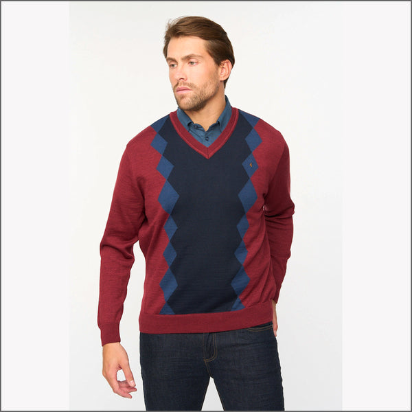 Gabicci M06 Mulberry Patterned V Neckº