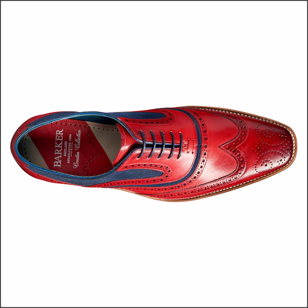 Barker McClean  Red Hand Painted / Navy Suede.