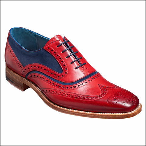 Barker McClean  Red Hand Painted / Navy Suede.