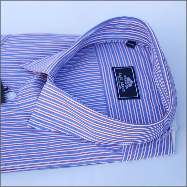 Rael Brook Blue & Red with White Stripe Short sleeve Shirt.