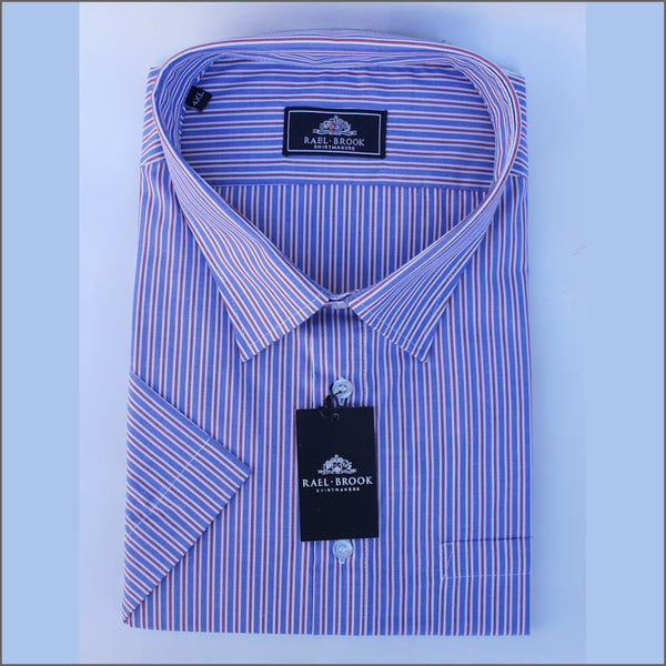 Rael Brook Blue & Red with White Stripe Short sleeve Shirt.