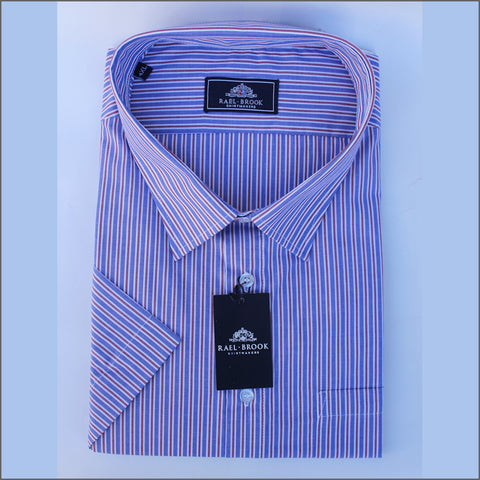 Rael Brook Blue & Red with White Stripe Short sleeve Shirt.