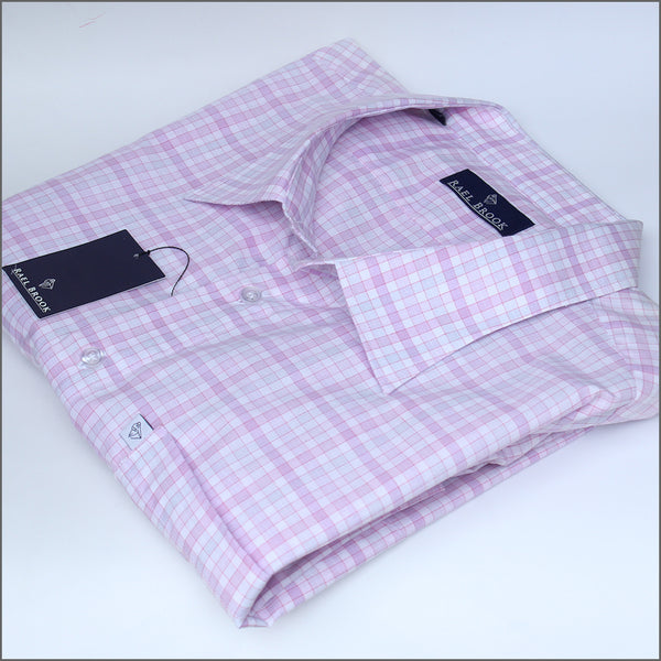 Rael Brook Pink & White Check Pattern Short sleeve Shirt.