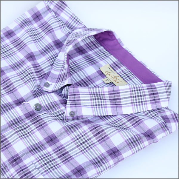 DG'S Purple & White Grey Check Short sleeve Shirt..