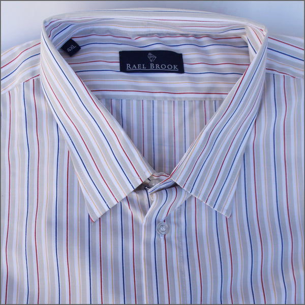 Rael Brook Tan & Red Stripe Short sleeve Shirt.