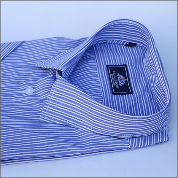 Rael Brook Blue & Navy with White Stripe Short sleeve Shirt.