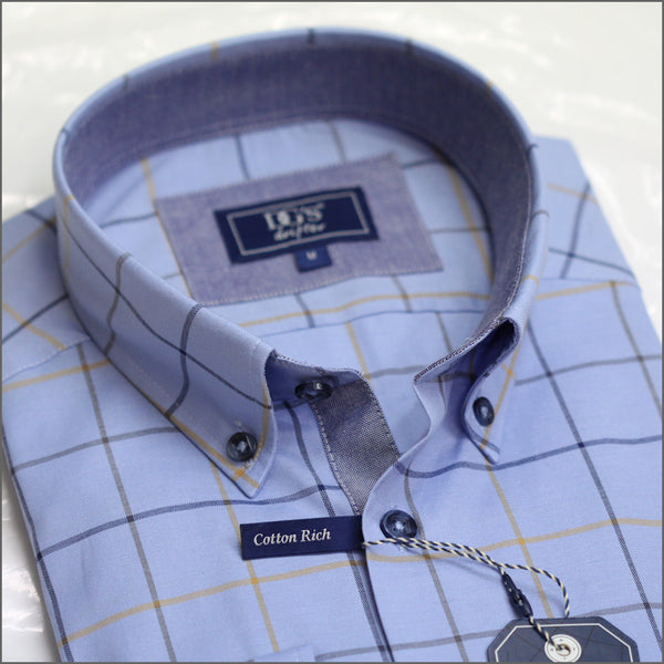 Giovanni Sky Blue check LS shirtª
