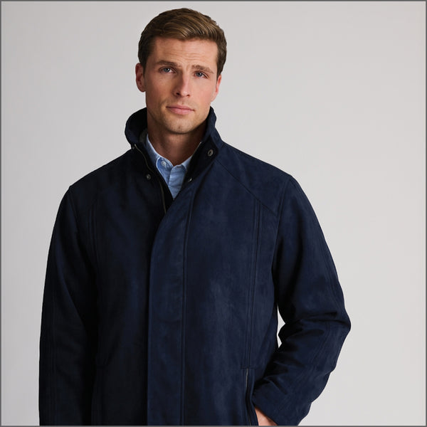 Brook Taverner Niven Navy Faux Suede Padded Jacket*