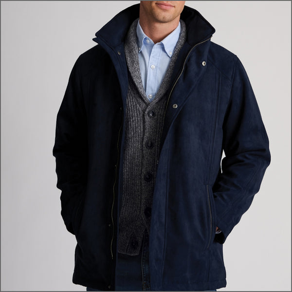 Brook Taverner Niven Navy Faux Suede Padded Jacket*