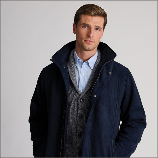 Brook Taverner Niven Navy Faux Suede Padded Jacket*