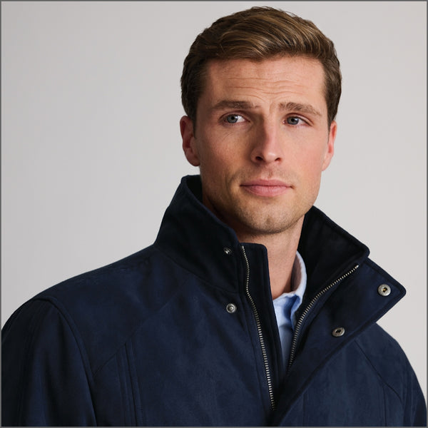 Brook Taverner Niven Navy Faux Suede Padded Jacket*