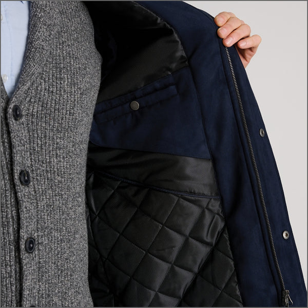 Brook Taverner Niven Navy Faux Suede Padded Jacket*