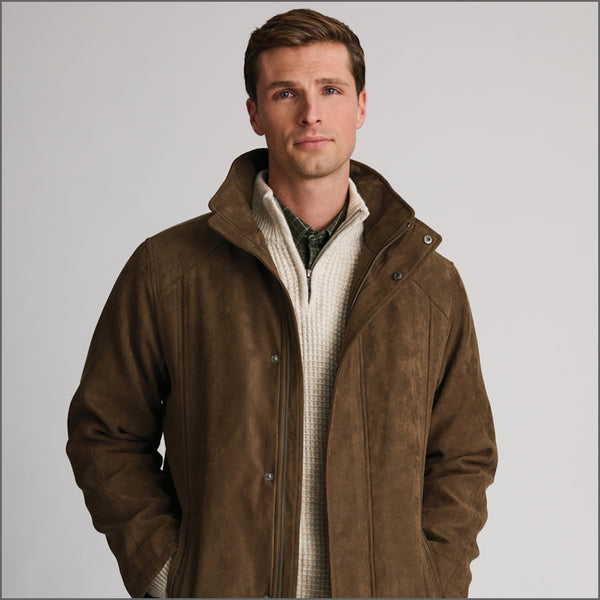 Brook Taverner Niven Dark Sand Faux Suede Padded Jacket*