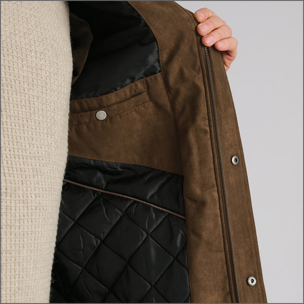Brook Taverner Niven Dark Sand Faux Suede Padded Jacket*