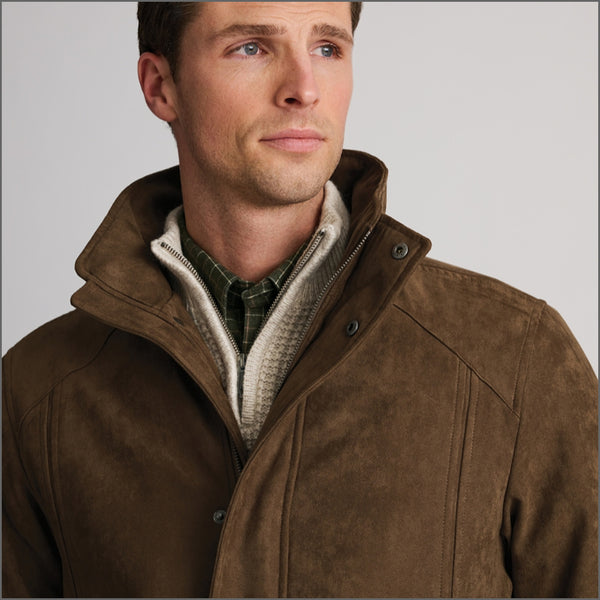Brook Taverner Niven Dark Sand Faux Suede Padded Jacket*
