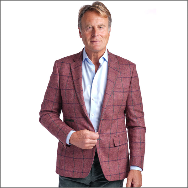 Gurteen Oakham Cranberry Check Wool Jacket,