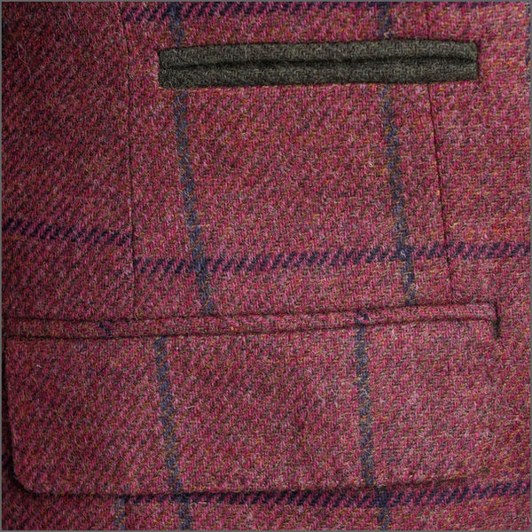 Gurteen Oakham Cranberry Check Wool Jacket,