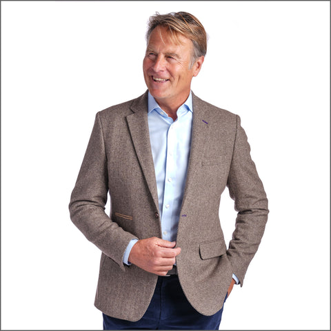 Gurteen Otley Coffee Herring bone Wool Mix Jacket,