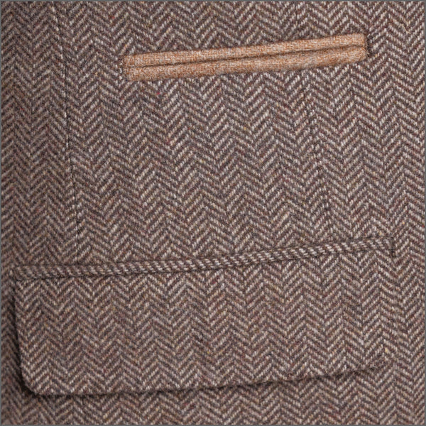 Gurteen Otley Coffee Herring bone Wool Mix Jacket,