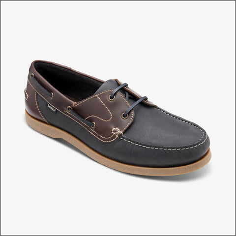 Loake Padstow Brown Waxy Leather & Navy Nubuck Boat Shoe*
