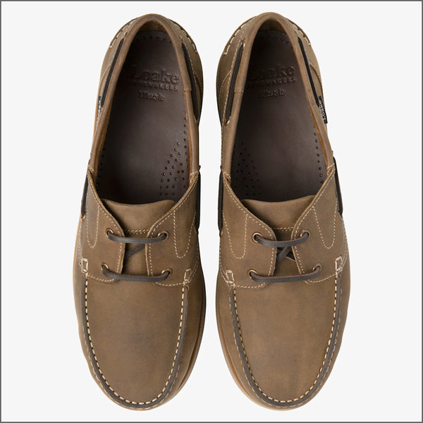 Loake Padstow Brown Oiled Nubuck Boat Shoe*