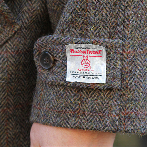 Harris Tweed Brown Herringbone Raglan Overcoat¬