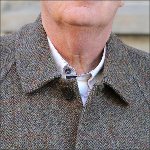 Harris Tweed Brown Herringbone Raglan Overcoat¬