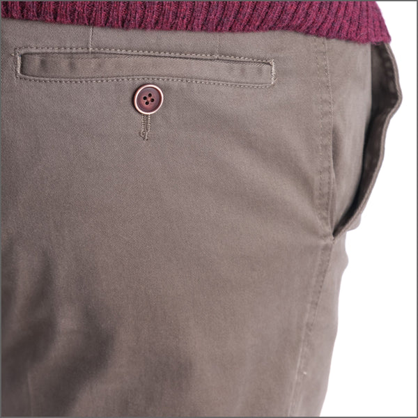 Gurteen Ryde Dark Stone Stretch Cotton Chino Trouser,