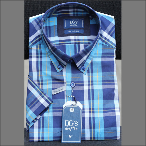 Dg's Blue  Check Short sleeve Shirt=