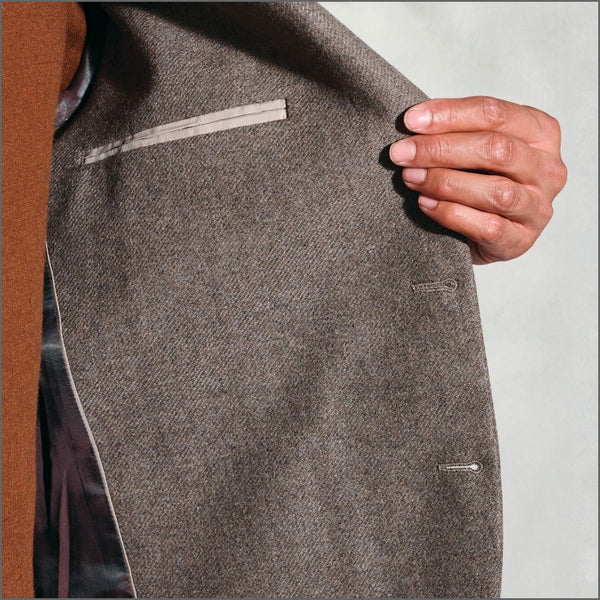 Brook Taverner Tailored Fit Southall Taupe Italian Wool Blend Jacket^^