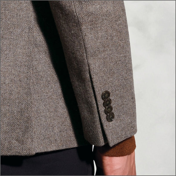 Brook Taverner Tailored Fit Southall Taupe Italian Wool Blend Jacket^^