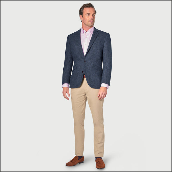 Brook Taverner Stranraer Navy Herringbone Harris Tweed Jacket*
