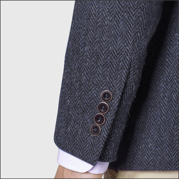 Brook Taverner Stranraer Navy Herringbone Harris Tweed Jacket*
