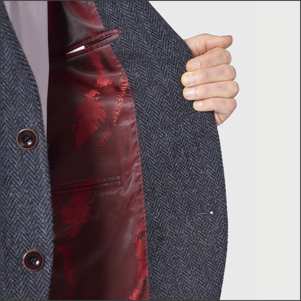 Brook Taverner Stranraer Navy Herringbone Harris Tweed Jacket*