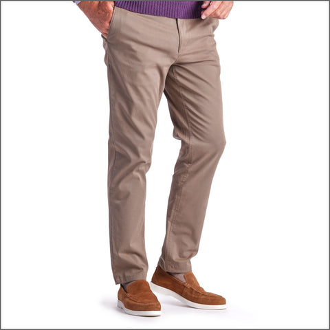 Gurteen Stonehouse Stretch Cotton Dark Stone Chino Trouser,