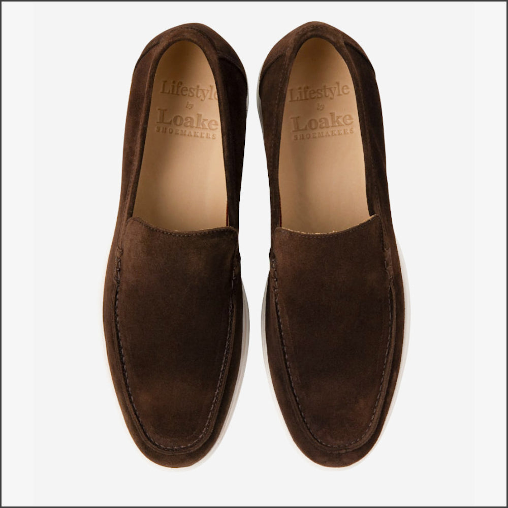 Loake Tuscany Chocolate Brown Suede Loafer> | cwmenswear