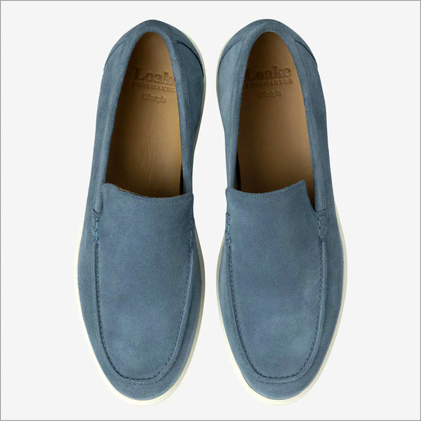 Loake Tuscany Denim Blue Suede Loafer Size 44 Only=