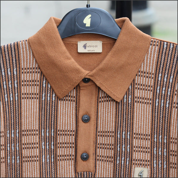 Gabicci Vintage Enrico Walnut Pattern Polo Top^