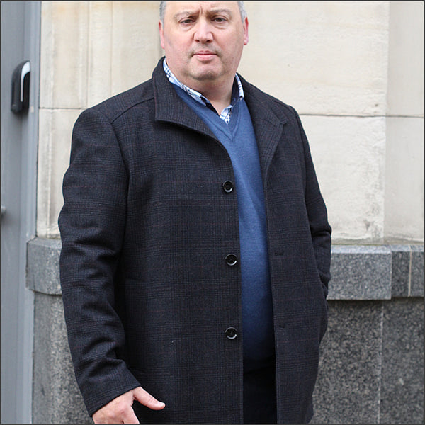 Douglas Watson Navy Check Car Coatª