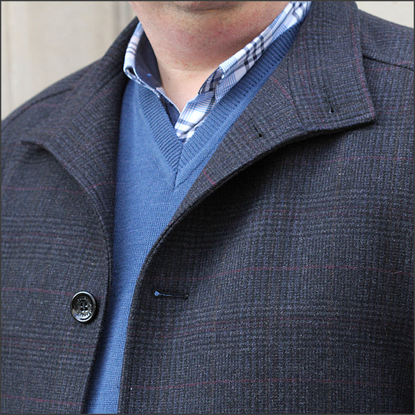 Douglas Watson Navy Check Car Coatª